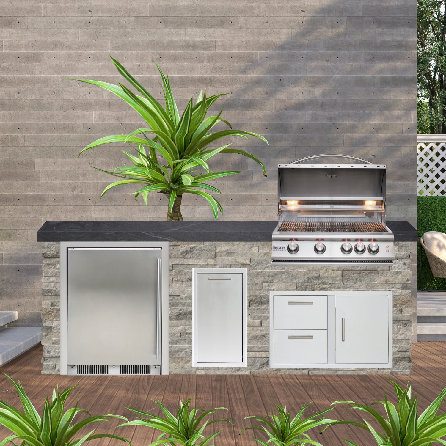 Blaze Quick Ship 96" Luxury Finished Outdoor Kitchen PKG 2-BLZ-QSHIP2
