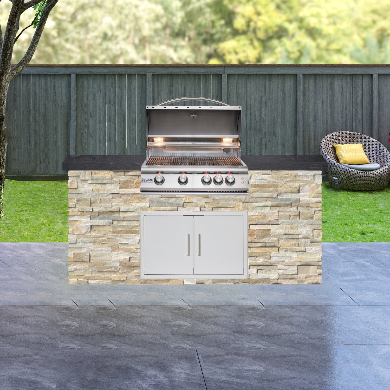 Blaze Quick Ship 72" Premium Finished Outdoor Kitchen PKG 5-BLZ-QSHIP5