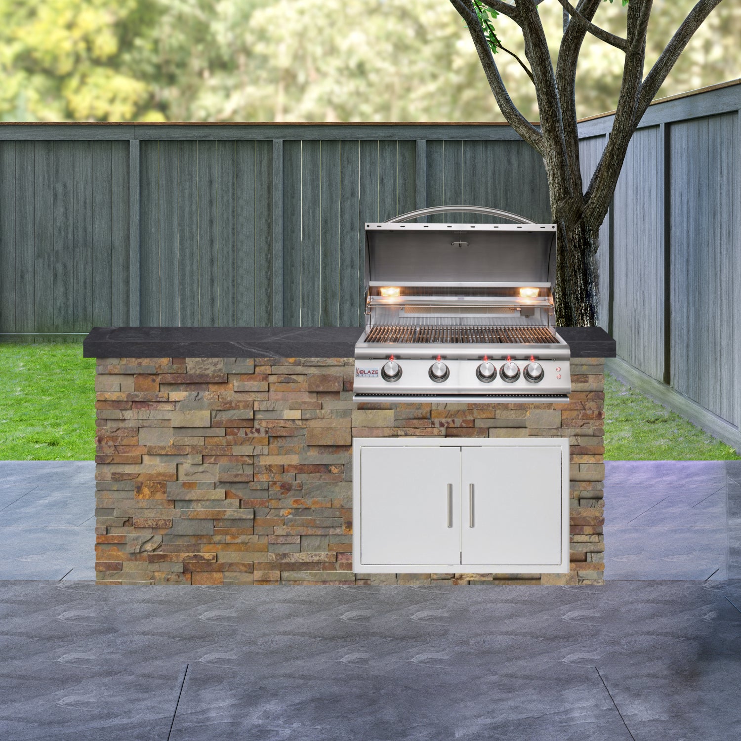 Blaze Quick Ship 72" Premium Finished Outdoor Kitchen PKG 5-BLZ-QSHIP5
