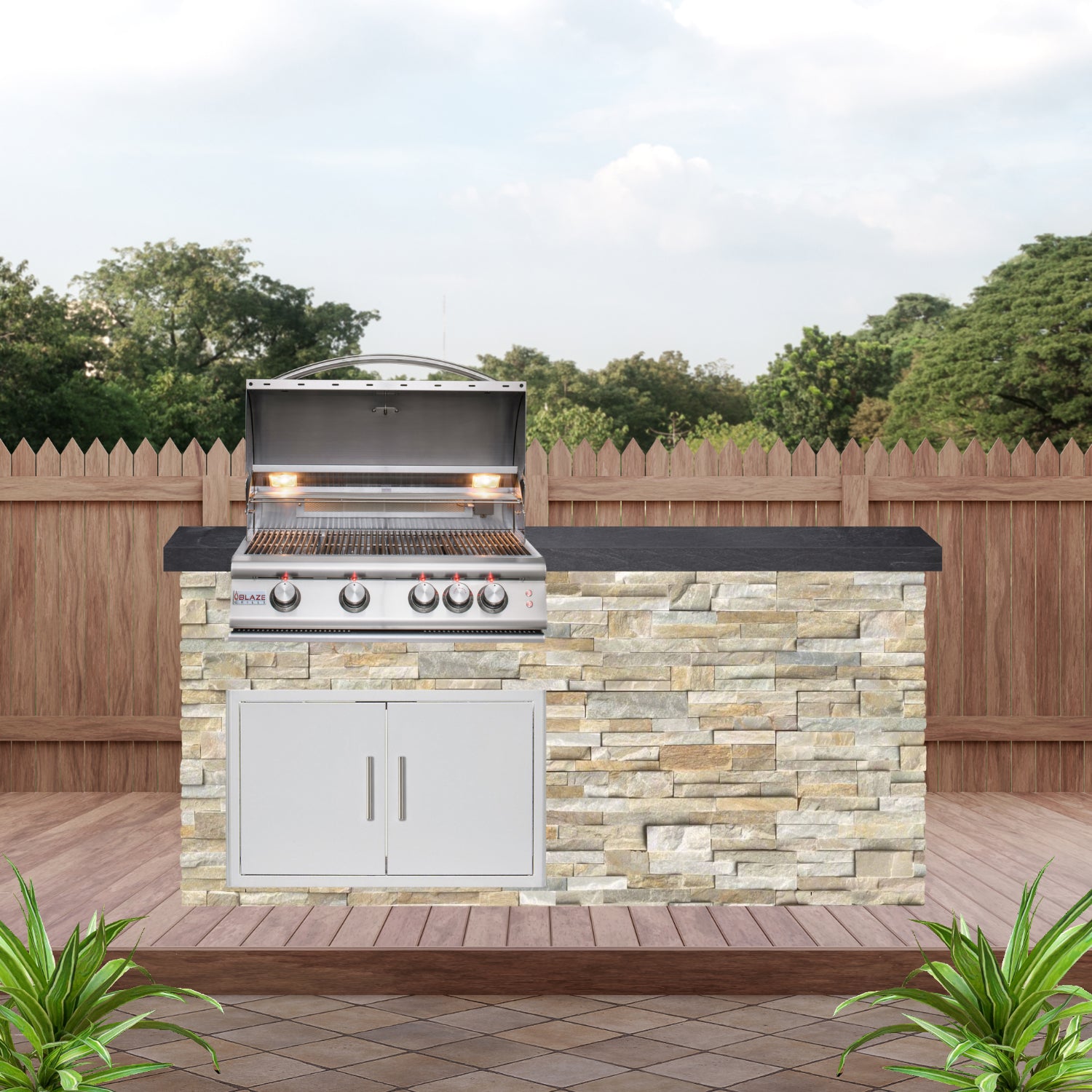 Blaze Quick Ship 72" Premium Finished Outdoor Kitchen PKG 5-BLZ-QSHIP5