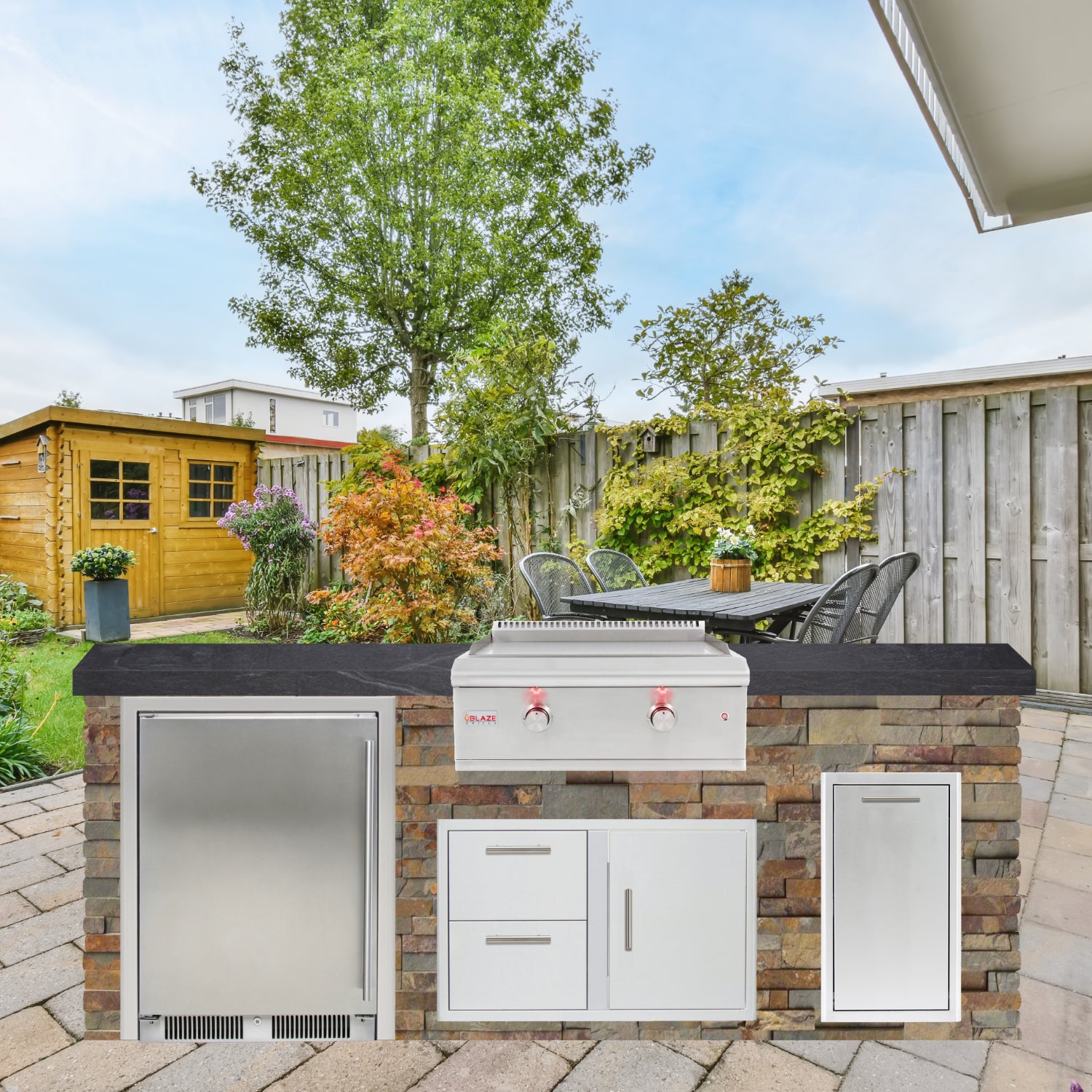 Blaze Quick Ship 96" Luxury Finished Outdoor Kitchen PKG 8-BLZ-QSHIP8