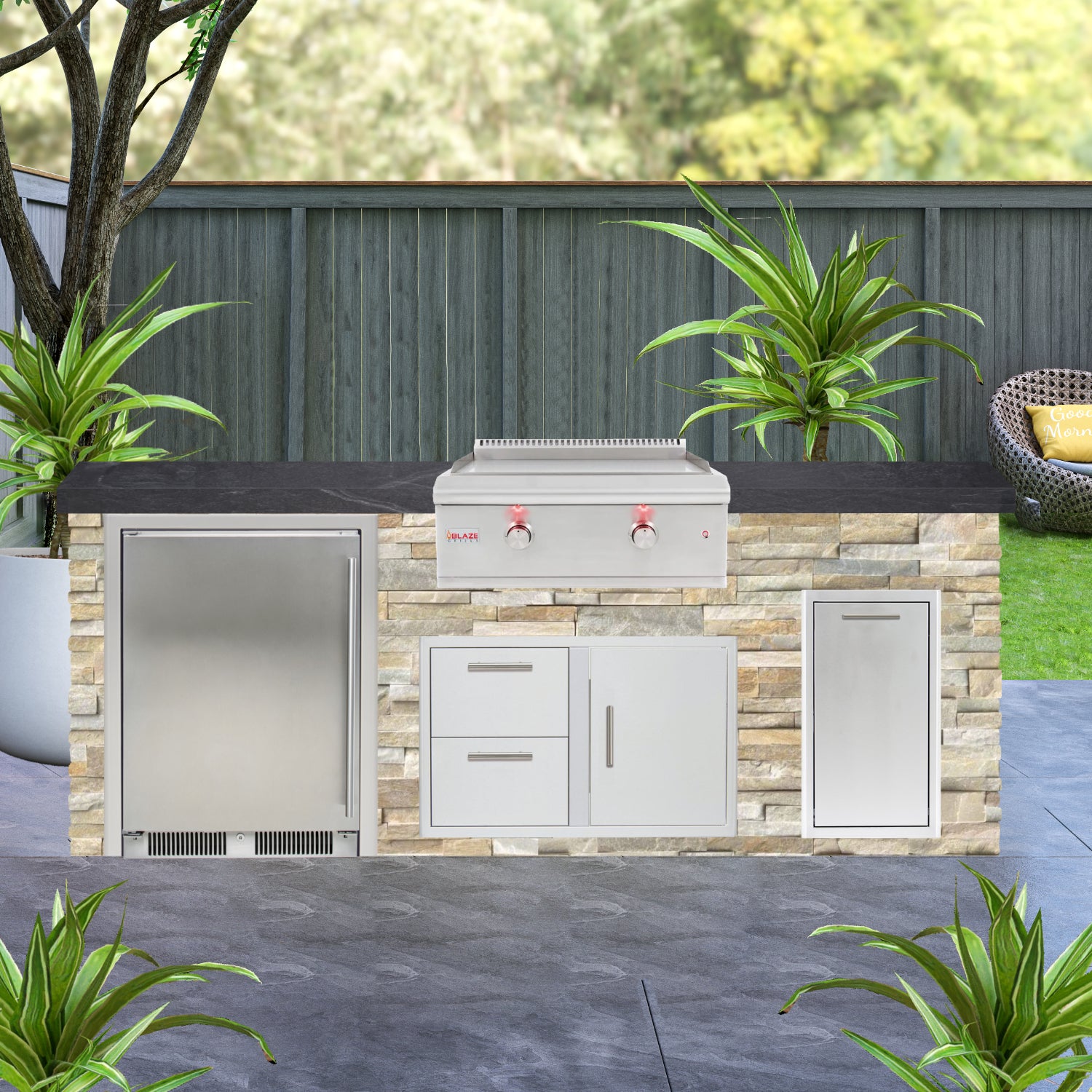 Blaze Quick Ship 96" Luxury Finished Outdoor Kitchen PKG 8-BLZ-QSHIP8
