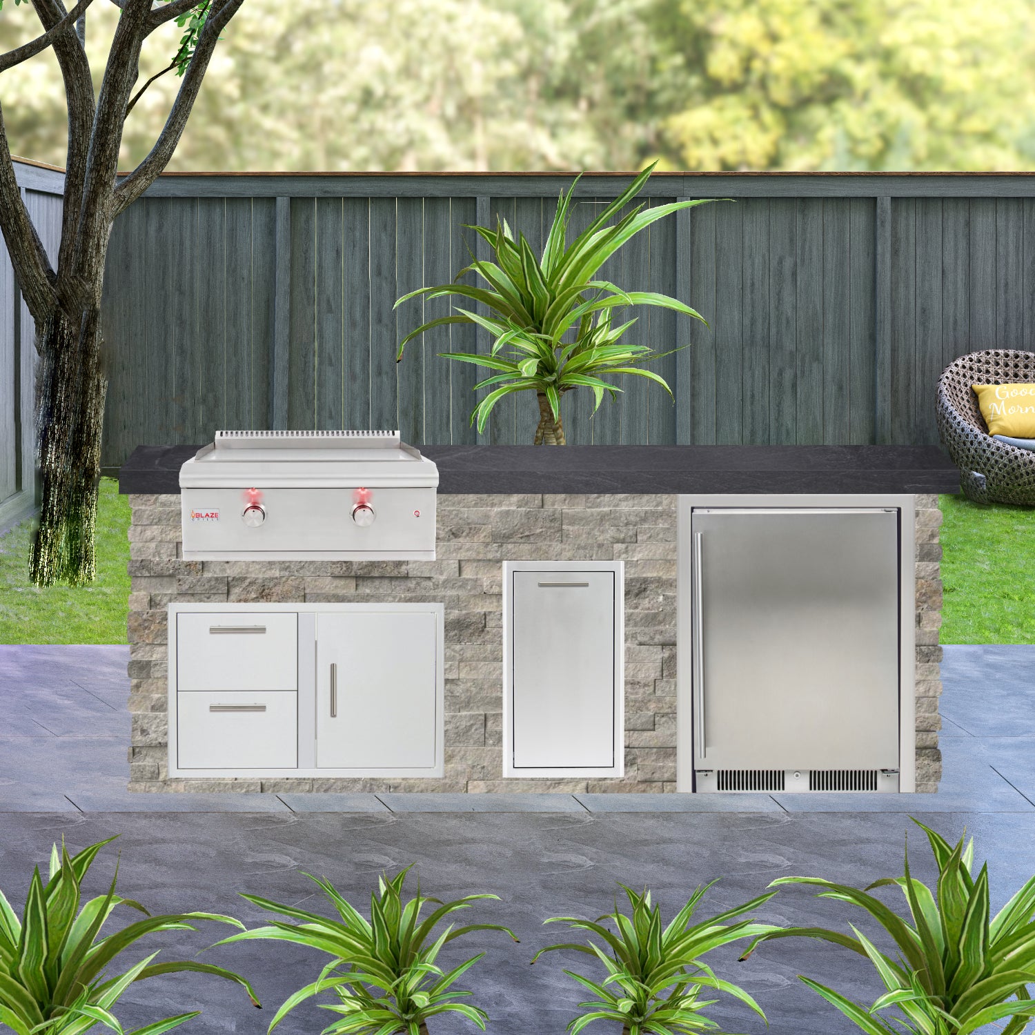 Blaze Quick Ship 96" Luxury Finished Outdoor Kitchen PKG 8-BLZ-QSHIP8