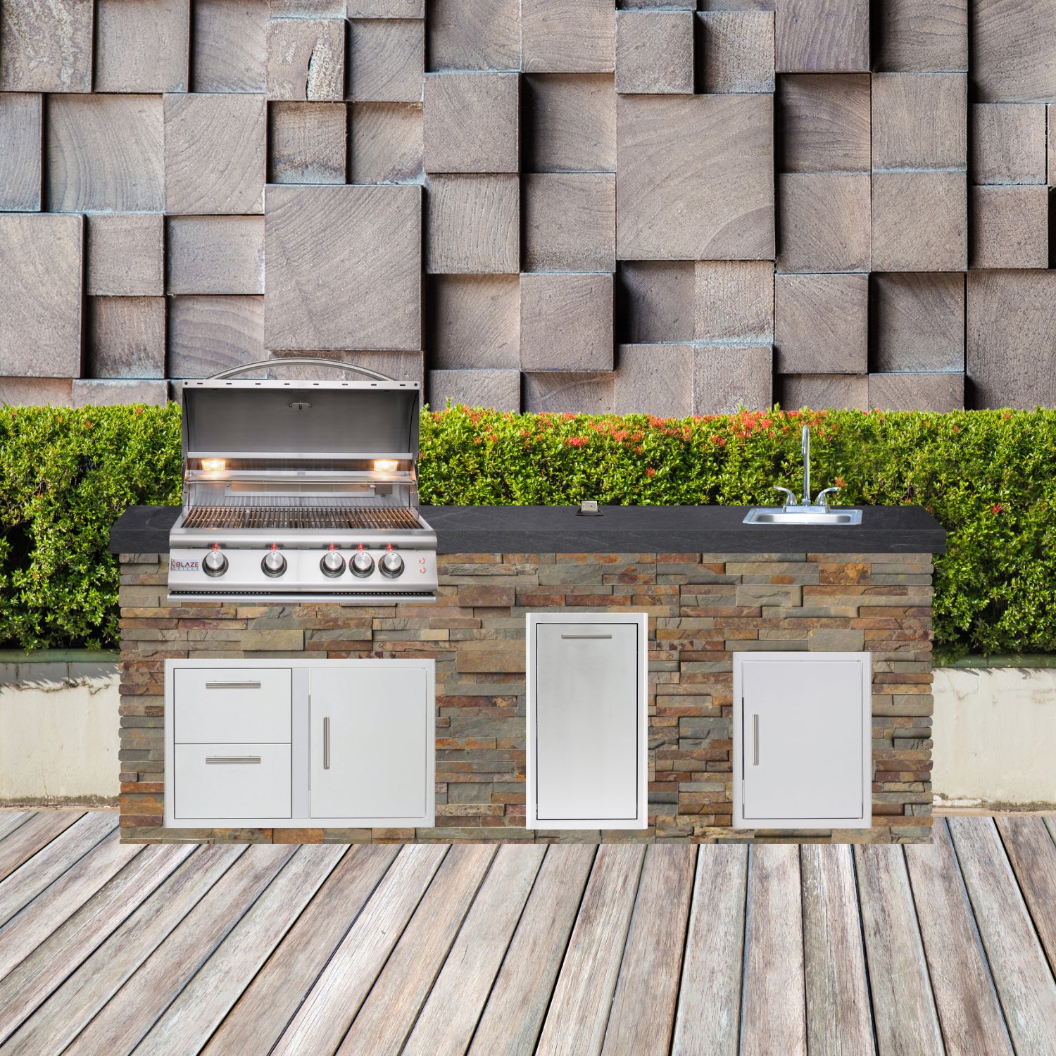 Blaze Quick Ship 96" Luxury Finished Outdoor Kitchen PKG 9-BLZ-QSHIP9