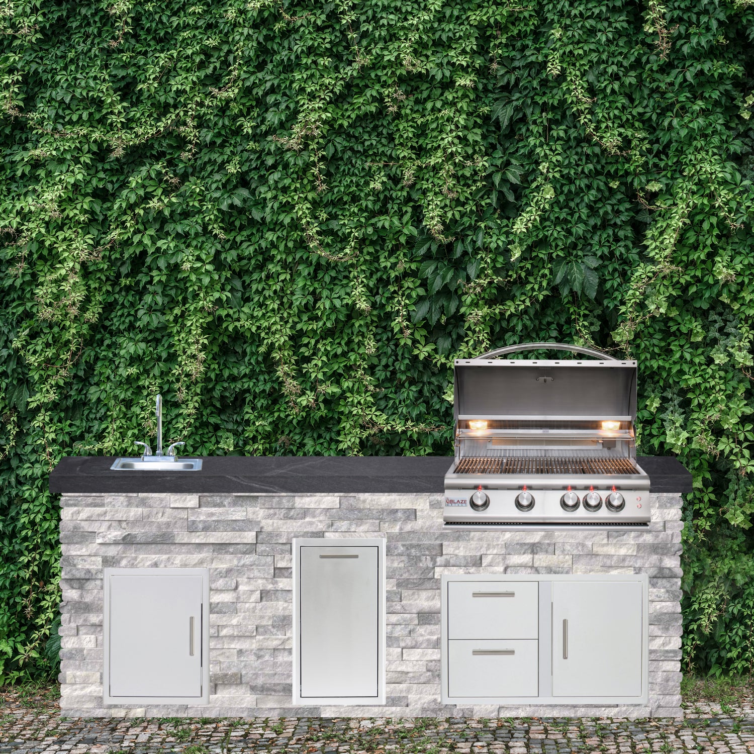 Blaze Quick Ship 96" Luxury Finished Outdoor Kitchen PKG 9-BLZ-QSHIP9
