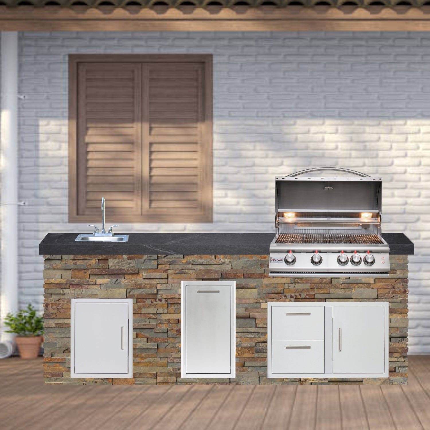 Blaze Quick Ship 96" Luxury Finished Outdoor Kitchen PKG 9-BLZ-QSHIP9