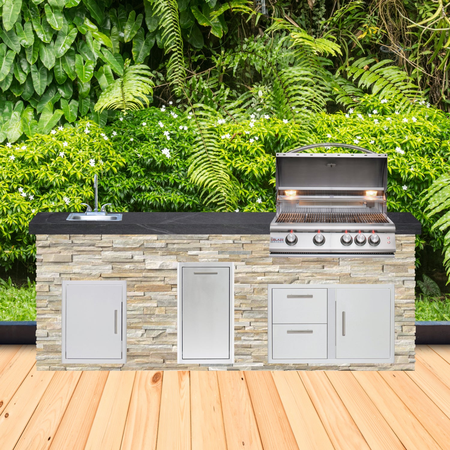 Blaze Quick Ship 96" Luxury Finished Outdoor Kitchen PKG 9-BLZ-QSHIP9