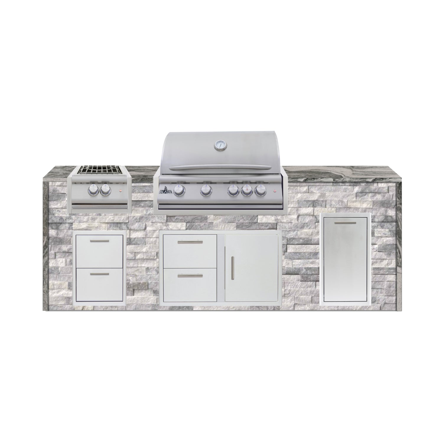 Blaze 96" Luxury Waterfall Finished Outdoor Kitchen PKG 10-ST-BLZ-10C+WF-ST