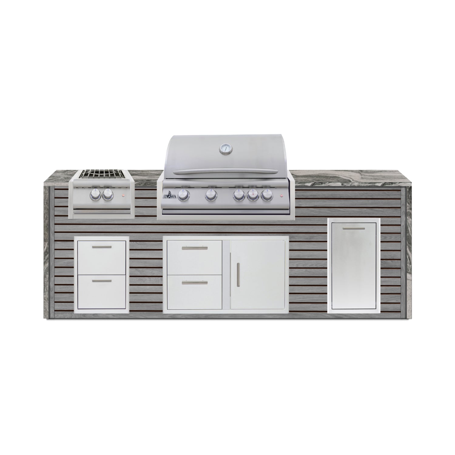 Blaze 96" Luxury Waterfall Finished Outdoor Kitchen PKG 10-AP-BLZ-10C+WF-AP