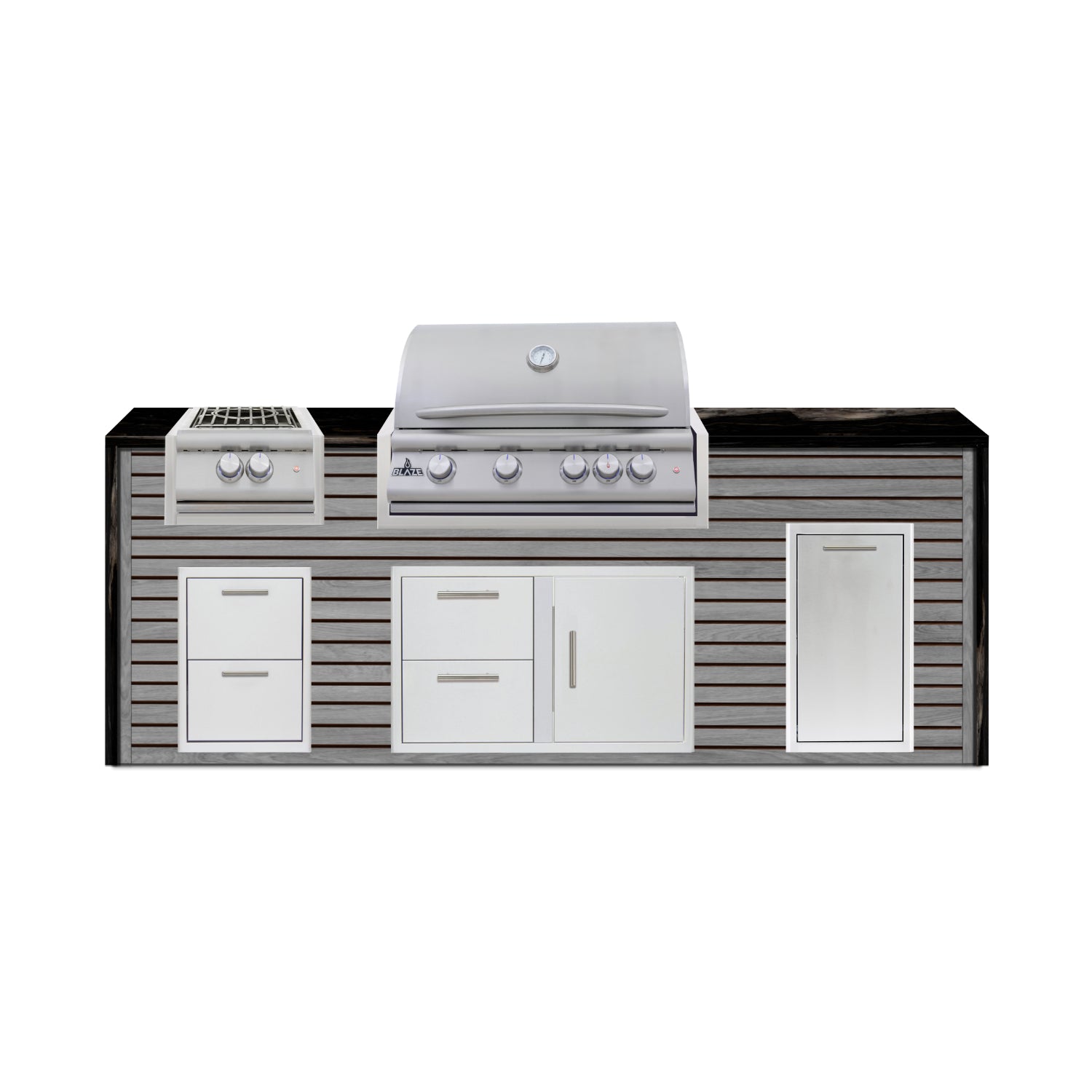 Blaze 96" Luxury Waterfall Finished Outdoor Kitchen PKG 10-AP-BLZ-10C+WF-AP