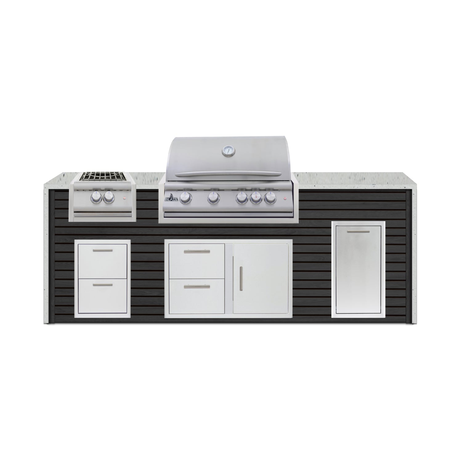 Blaze 96" Luxury Waterfall Finished Outdoor Kitchen PKG 10-AP-BLZ-10C+WF-AP