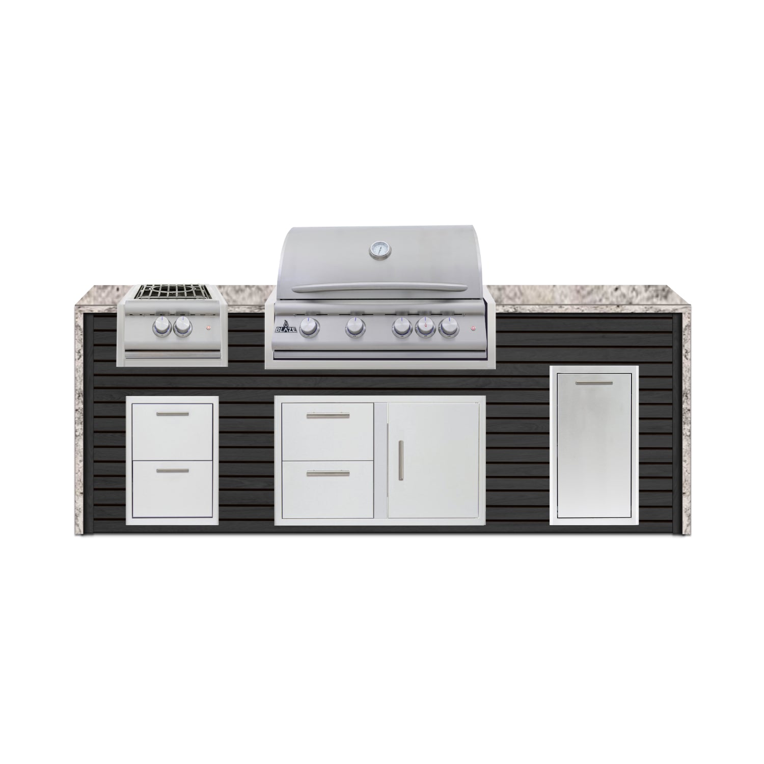 Blaze 96" Luxury Waterfall Finished Outdoor Kitchen PKG 10-AP-BLZ-10C+WF-AP
