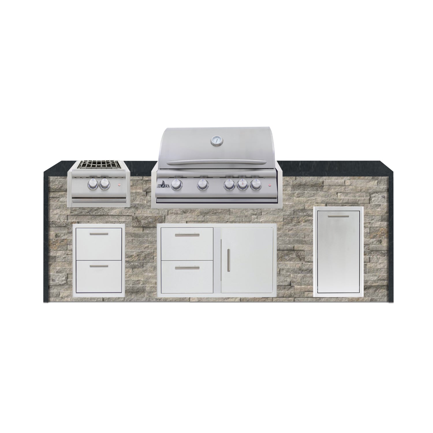 Blaze 96" Luxury Waterfall Finished Outdoor Kitchen PKG 10-ST-BLZ-10C+WF-ST