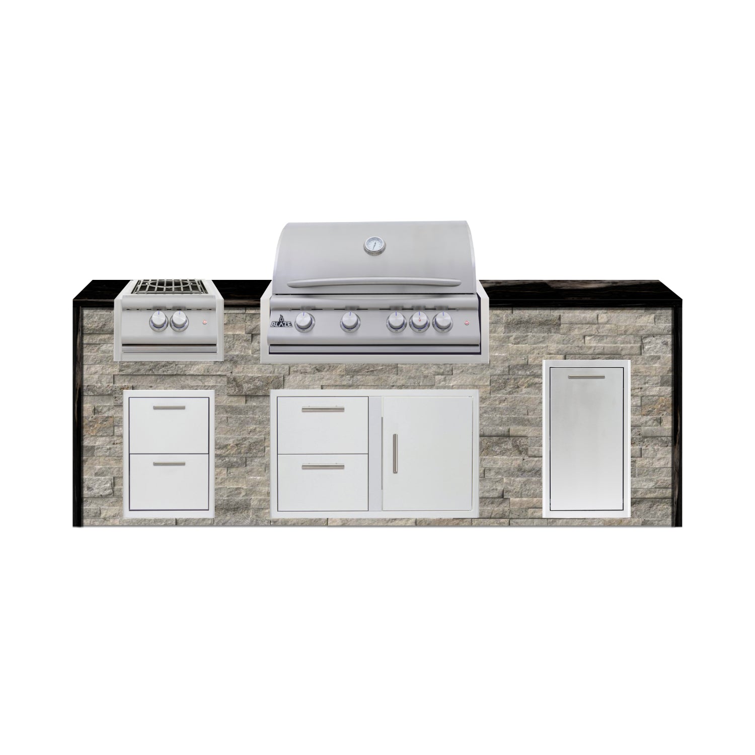 Blaze 96" Luxury Waterfall Finished Outdoor Kitchen PKG 10-ST-BLZ-10C+WF-ST