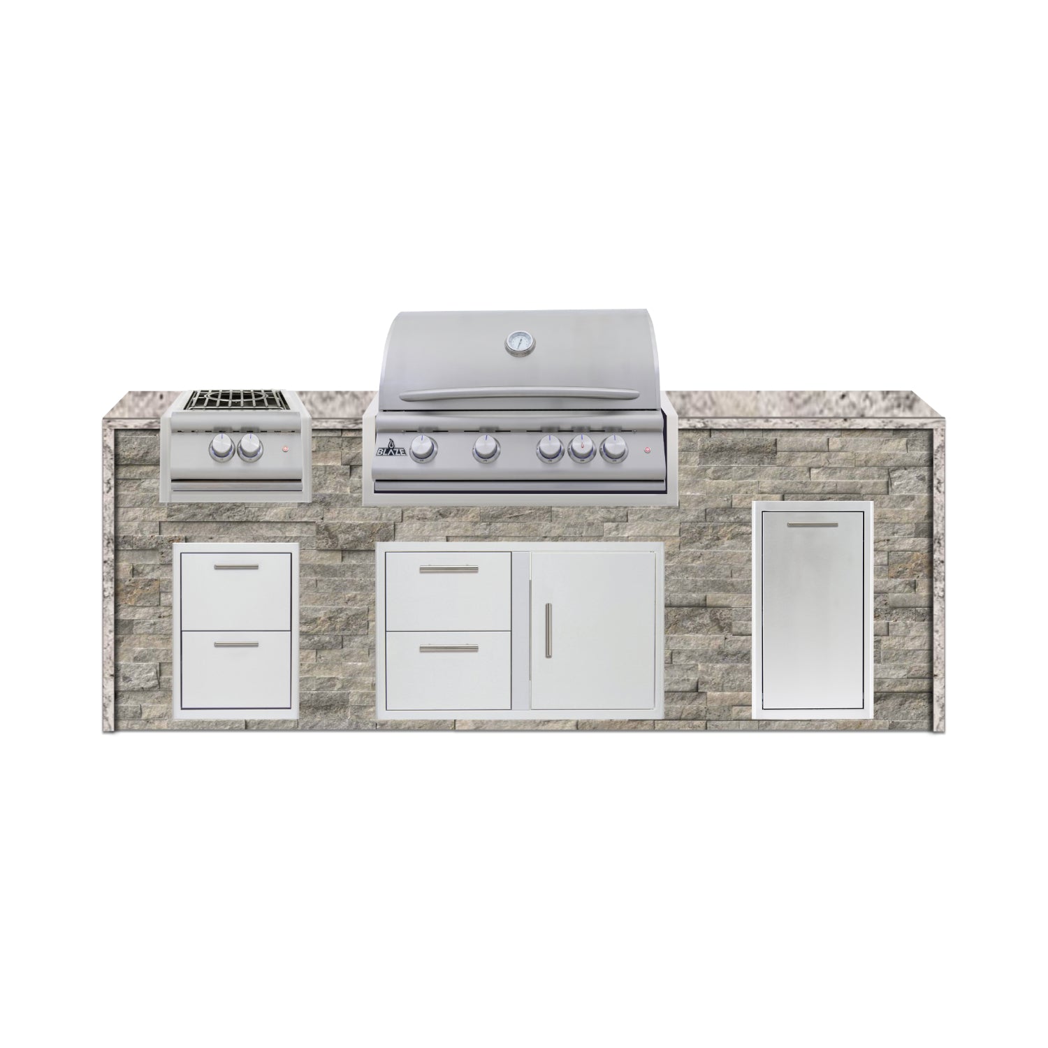 Blaze 96" Luxury Waterfall Finished Outdoor Kitchen PKG 10-ST-BLZ-10C+WF-ST