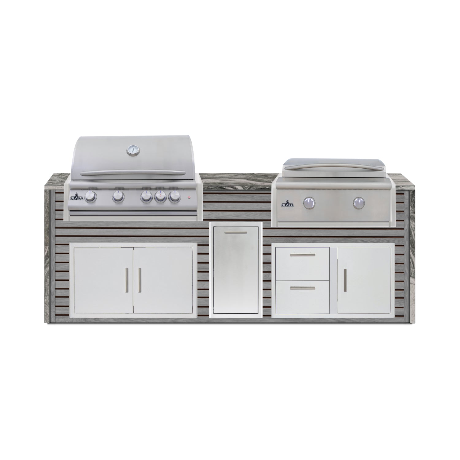Blaze 96" Luxury Waterfall Finished Outdoor Kitchen PKG 13-AP-BLZ-13L+WF-AP