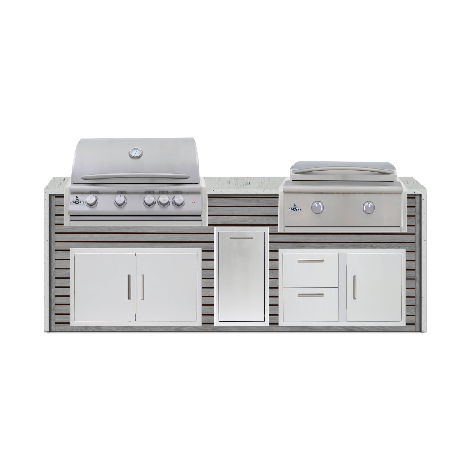 Blaze 96" Luxury Waterfall Finished Outdoor Kitchen PKG 13-AP-BLZ-13L+WF-AP