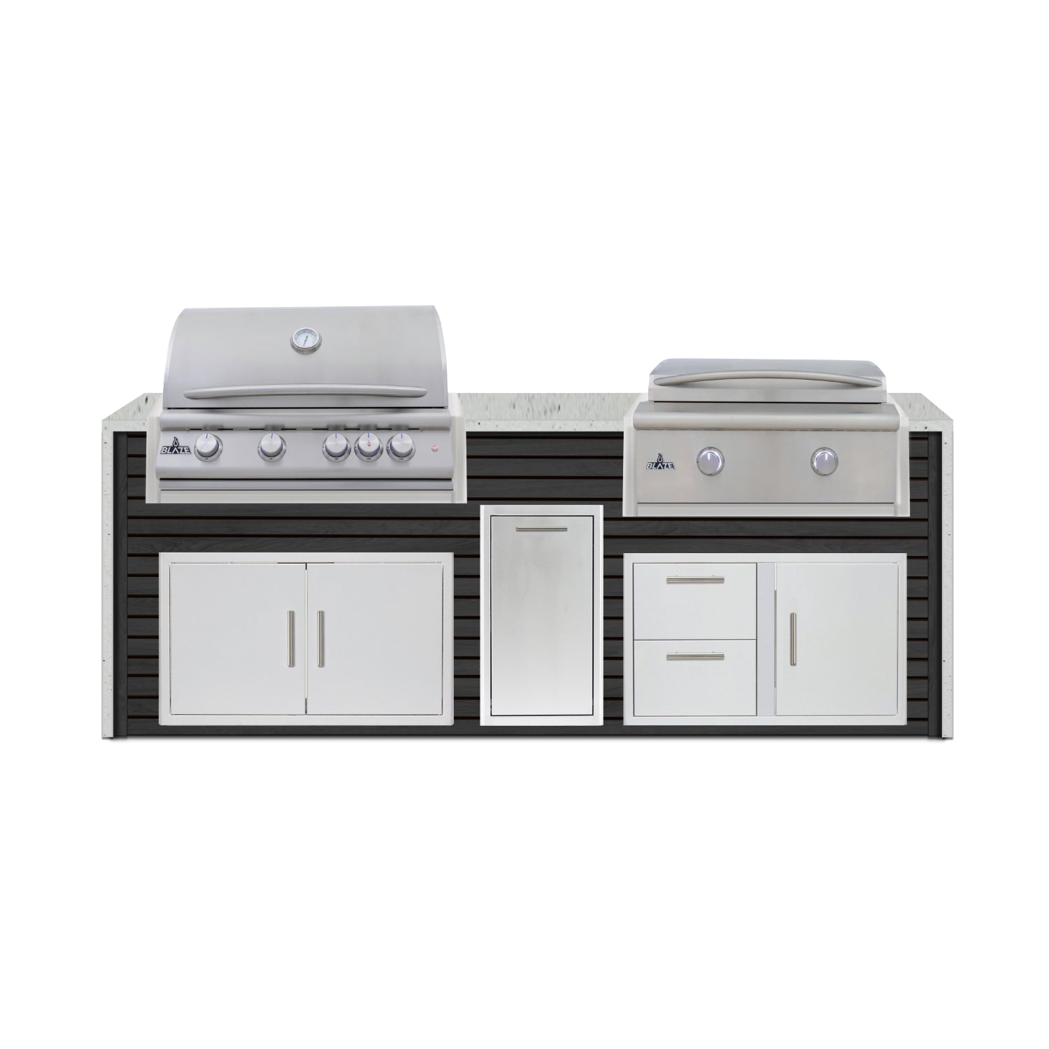 Blaze 96" Luxury Waterfall Finished Outdoor Kitchen PKG 13-AP-BLZ-13L+WF-AP