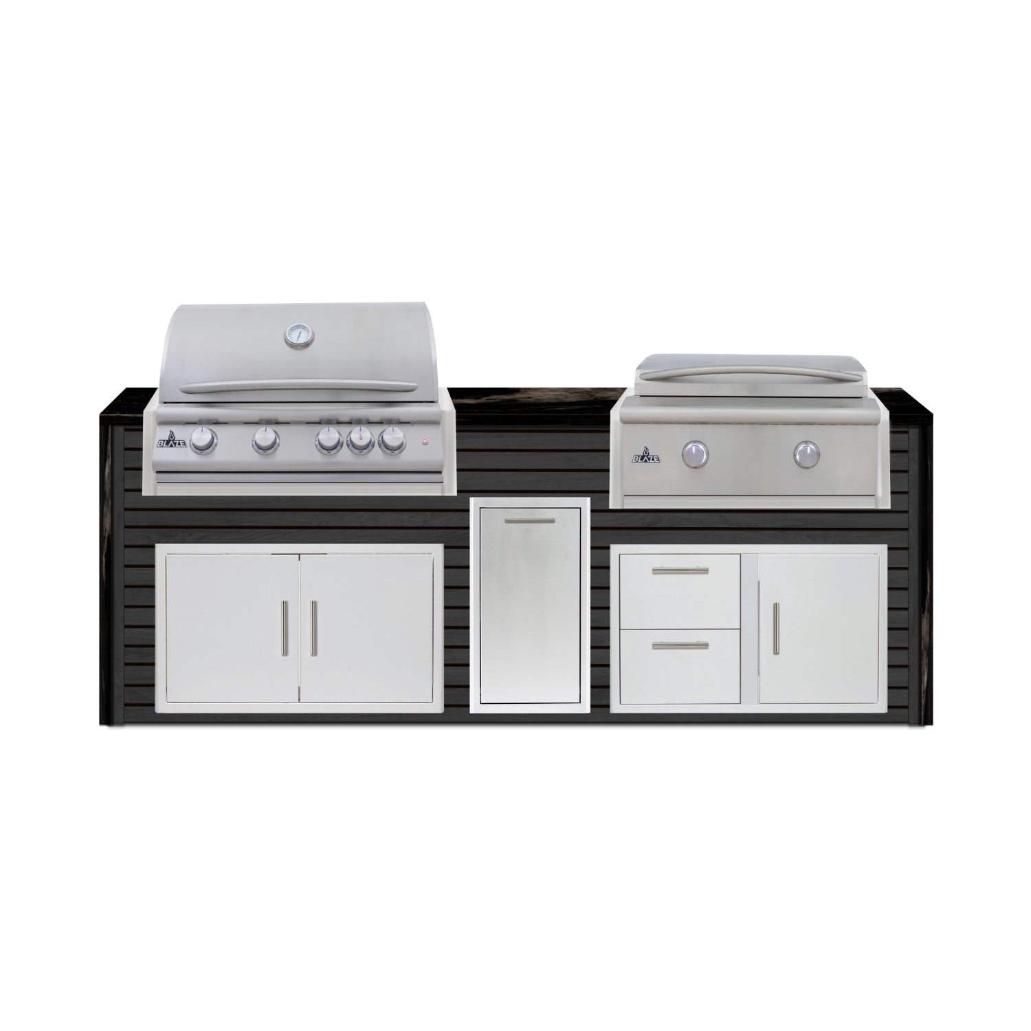 Blaze 96" Luxury Waterfall Finished Outdoor Kitchen PKG 13-AP-BLZ-13L+WF-AP