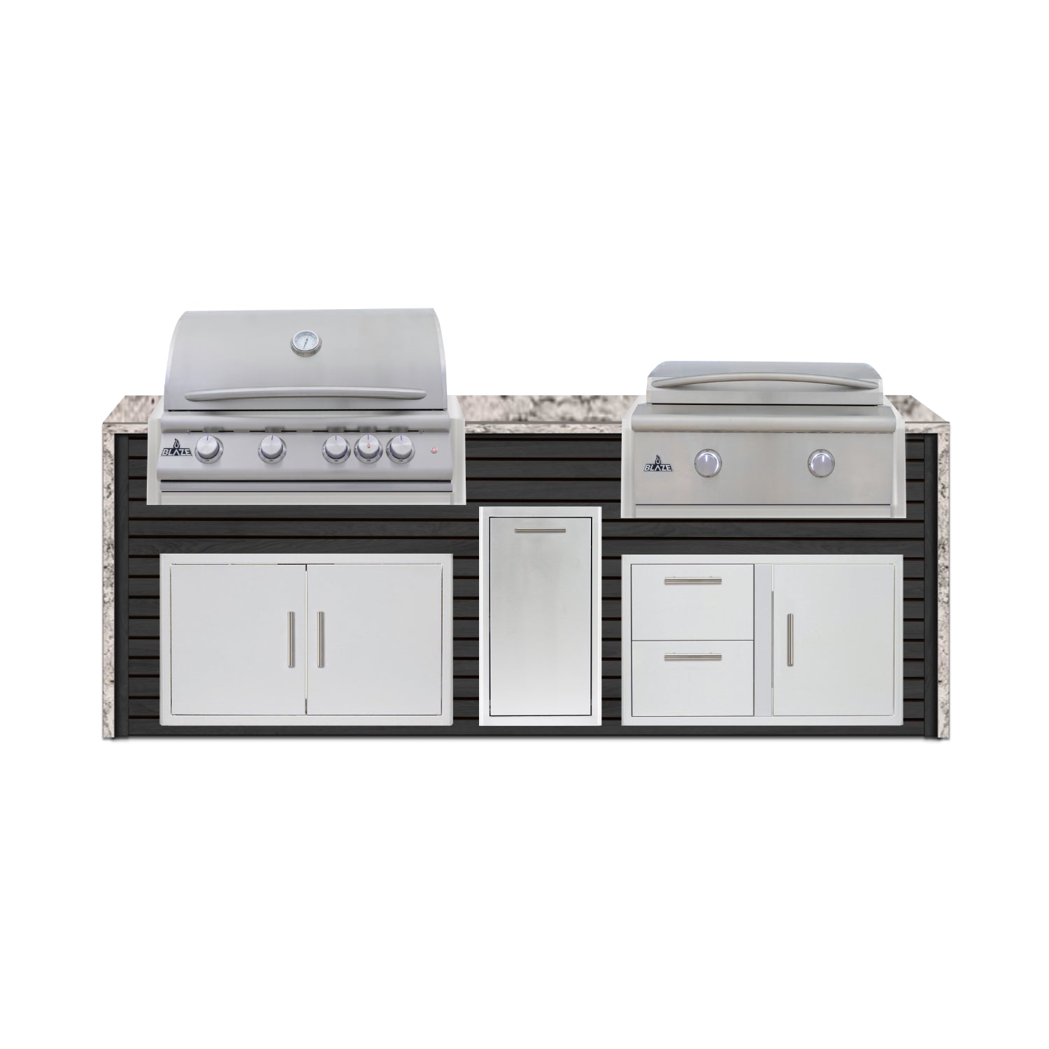 Blaze 96" Luxury Waterfall Finished Outdoor Kitchen PKG 13-AP-BLZ-13L+WF-AP