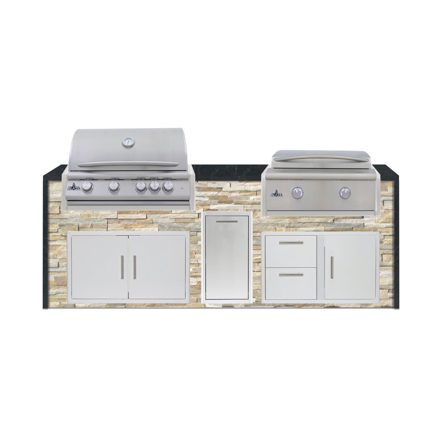 Blaze 96" Luxury Waterfall Finished Outdoor Kitchen PKG 13-ST-BLZ-13L+WF-ST
