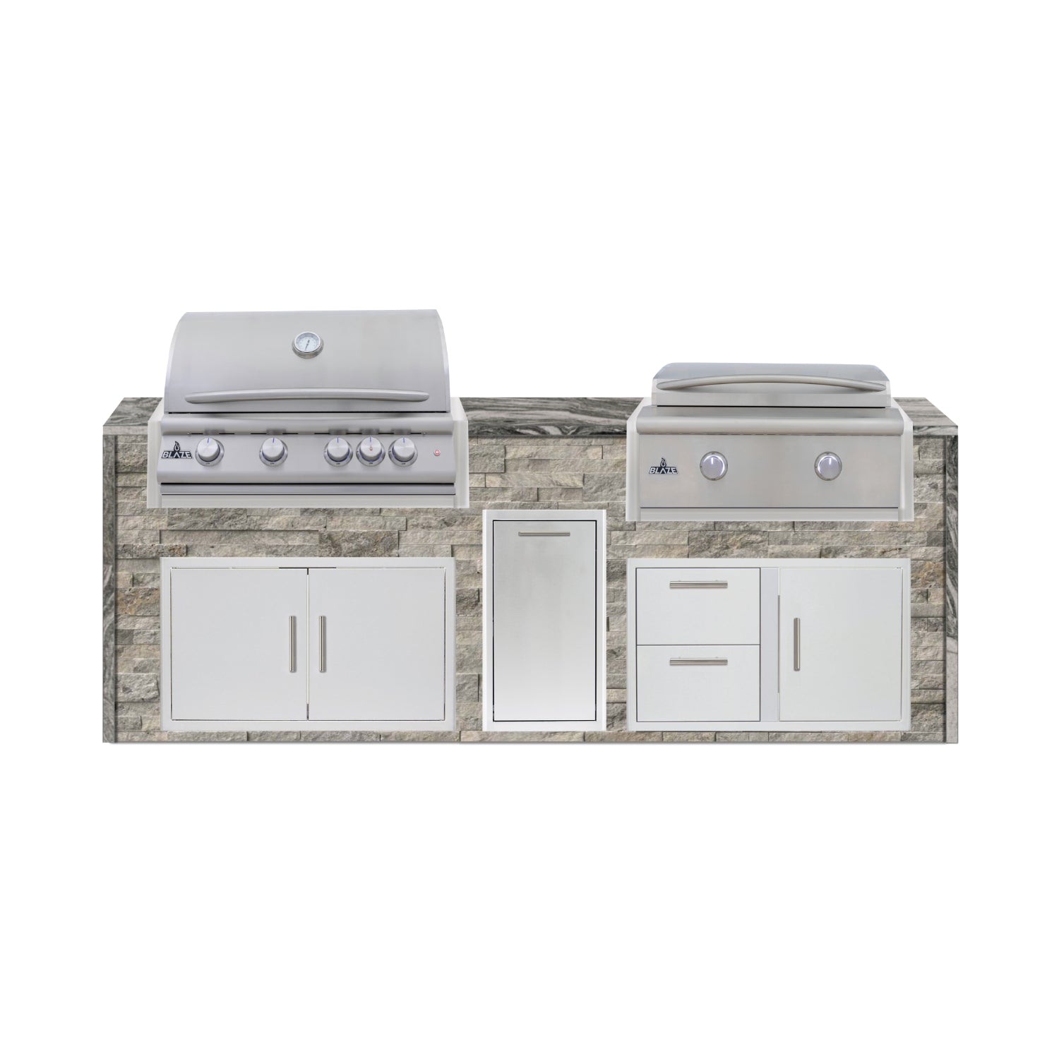 Blaze 96" Luxury Waterfall Finished Outdoor Kitchen PKG 13-ST-BLZ-13L+WF-ST