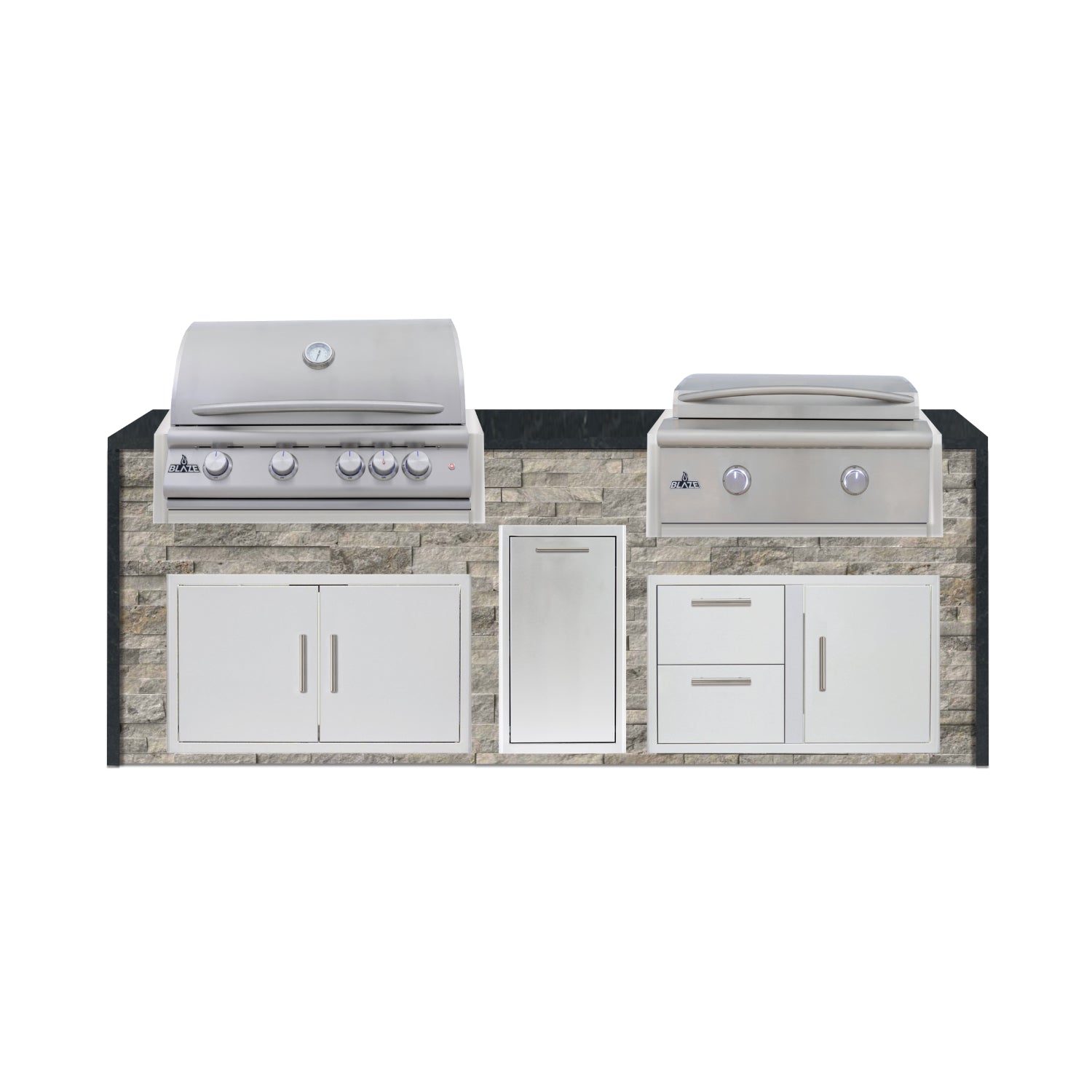 Blaze 96" Luxury Waterfall Finished Outdoor Kitchen PKG 13-ST-BLZ-13L+WF-ST