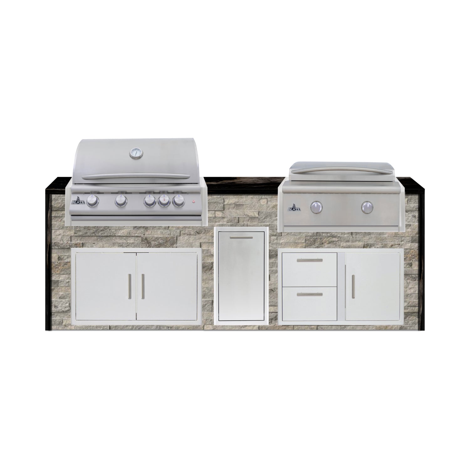 Blaze 96" Luxury Waterfall Finished Outdoor Kitchen PKG 13-ST-BLZ-13L+WF-ST