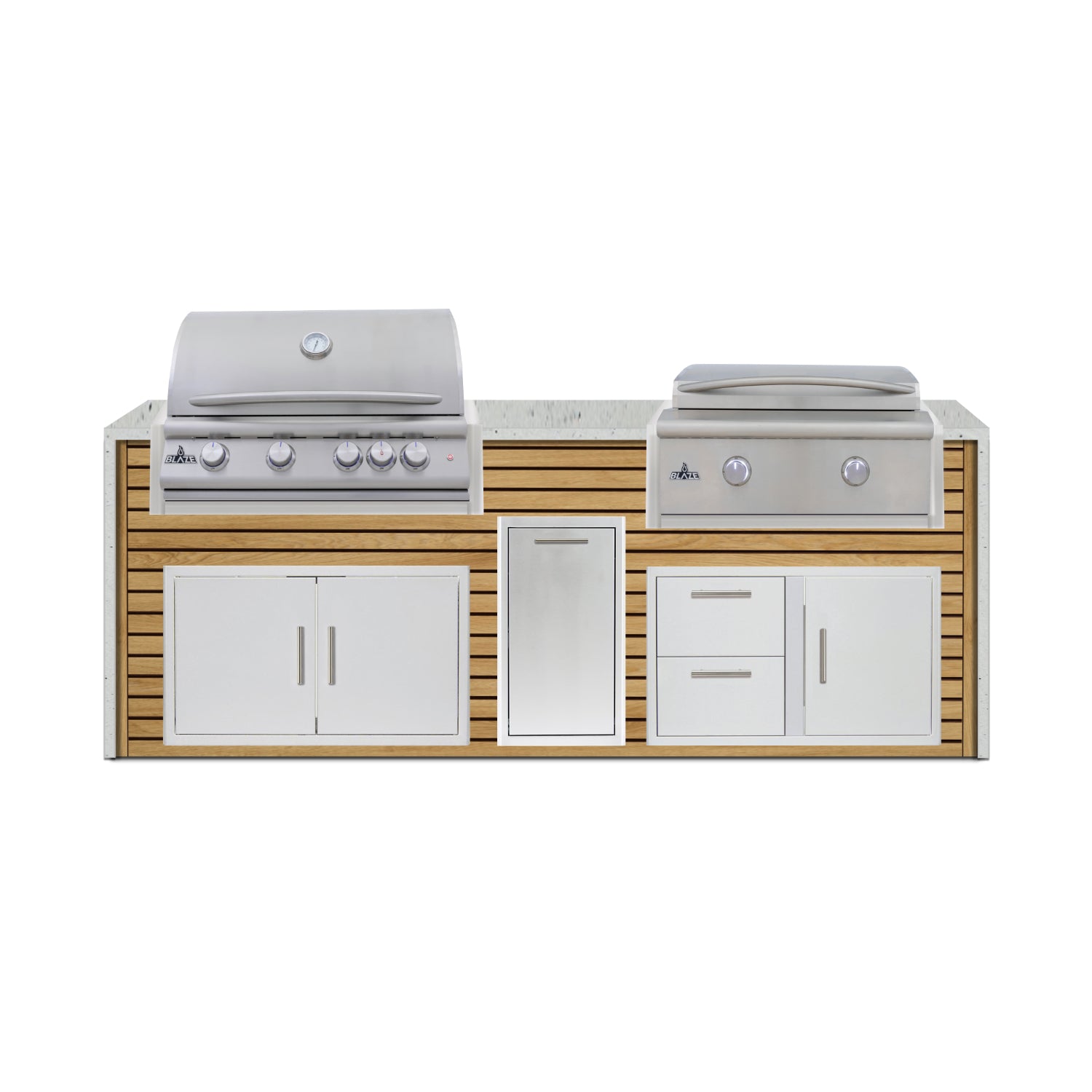 Blaze 72" Luxury Waterfall Finished Outdoor Kitchen PKG 4-AP-BLZ-4L+WF-AP