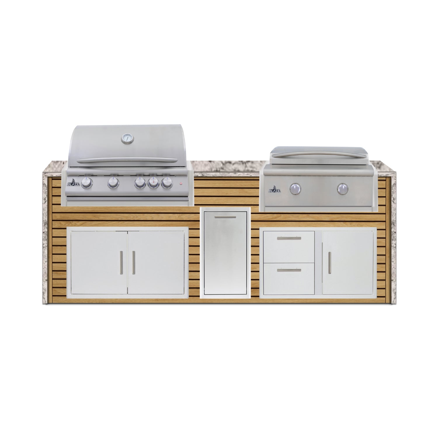 Blaze 72" Luxury Waterfall Finished Outdoor Kitchen PKG 4-AP-BLZ-4L+WF-AP