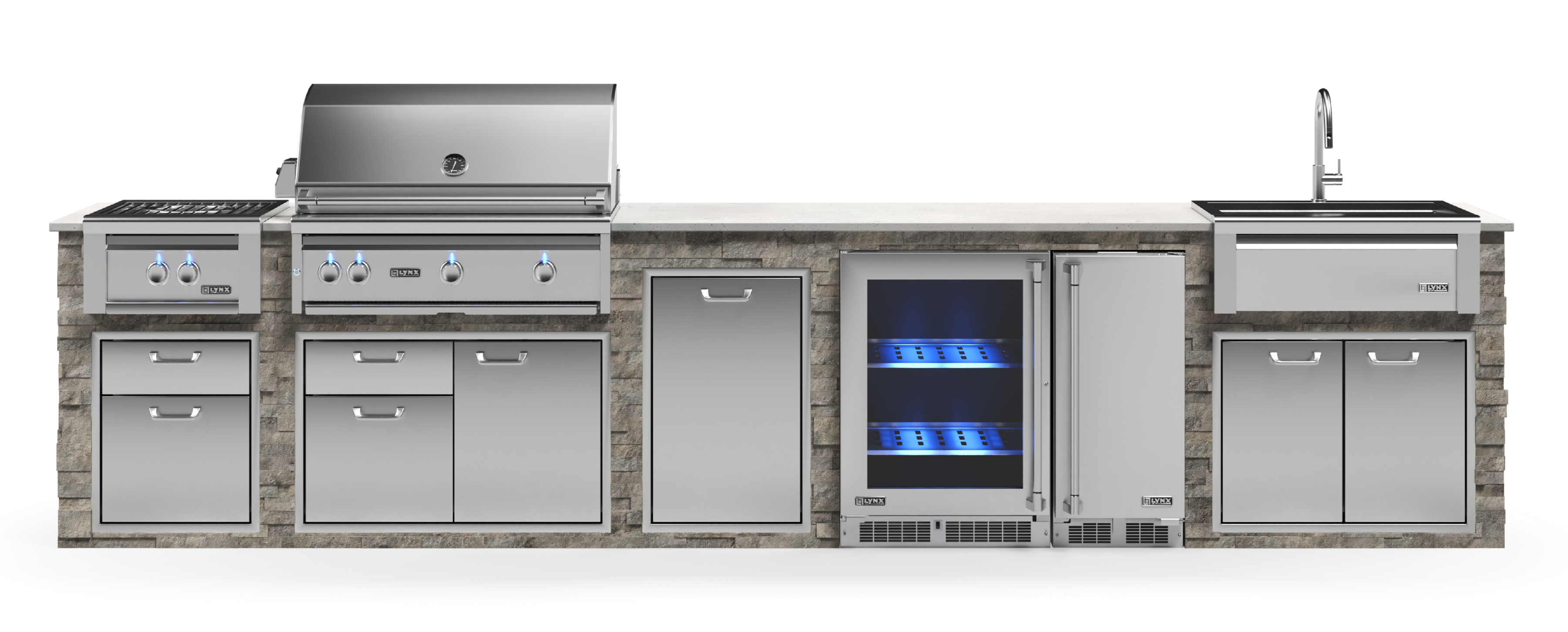 Lynx Pro Prestige Collection 168" Luxury Finished Outdoor Kitchen Package 15-LNX-15-PC