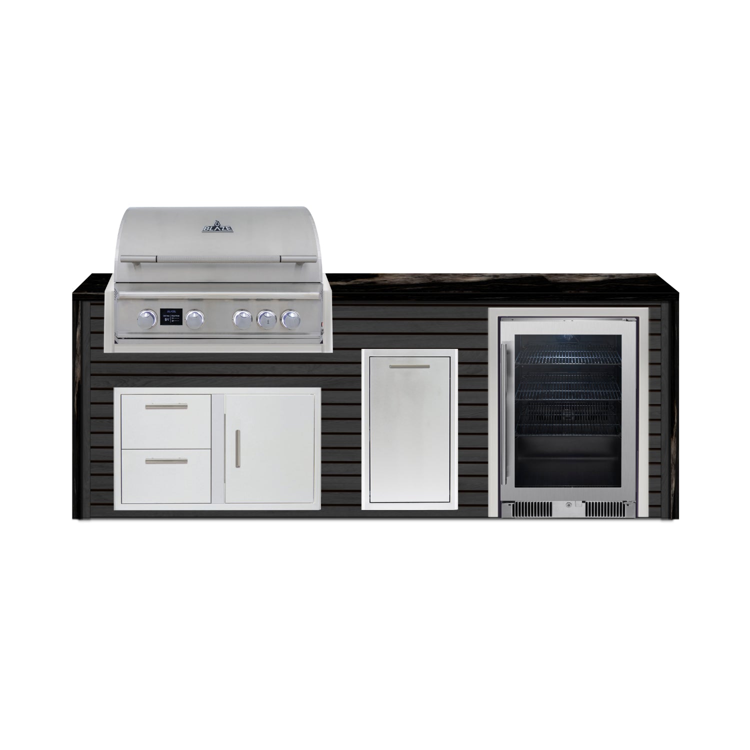 Blaze 96" Luxury Waterfall Finished Outdoor Kitchen PKG 19-AP-BLZ-19L+WF-AP