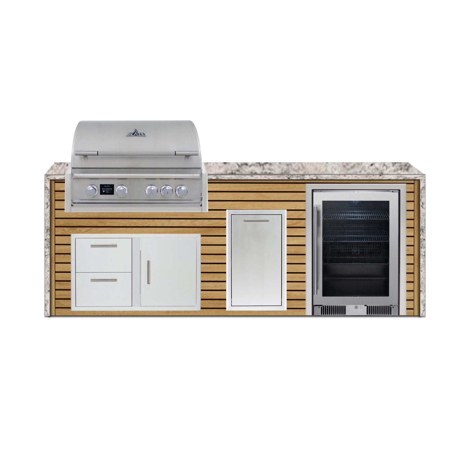 Blaze 96" Luxury Waterfall Finished Outdoor Kitchen PKG 19-AP-BLZ-19L+WF-AP