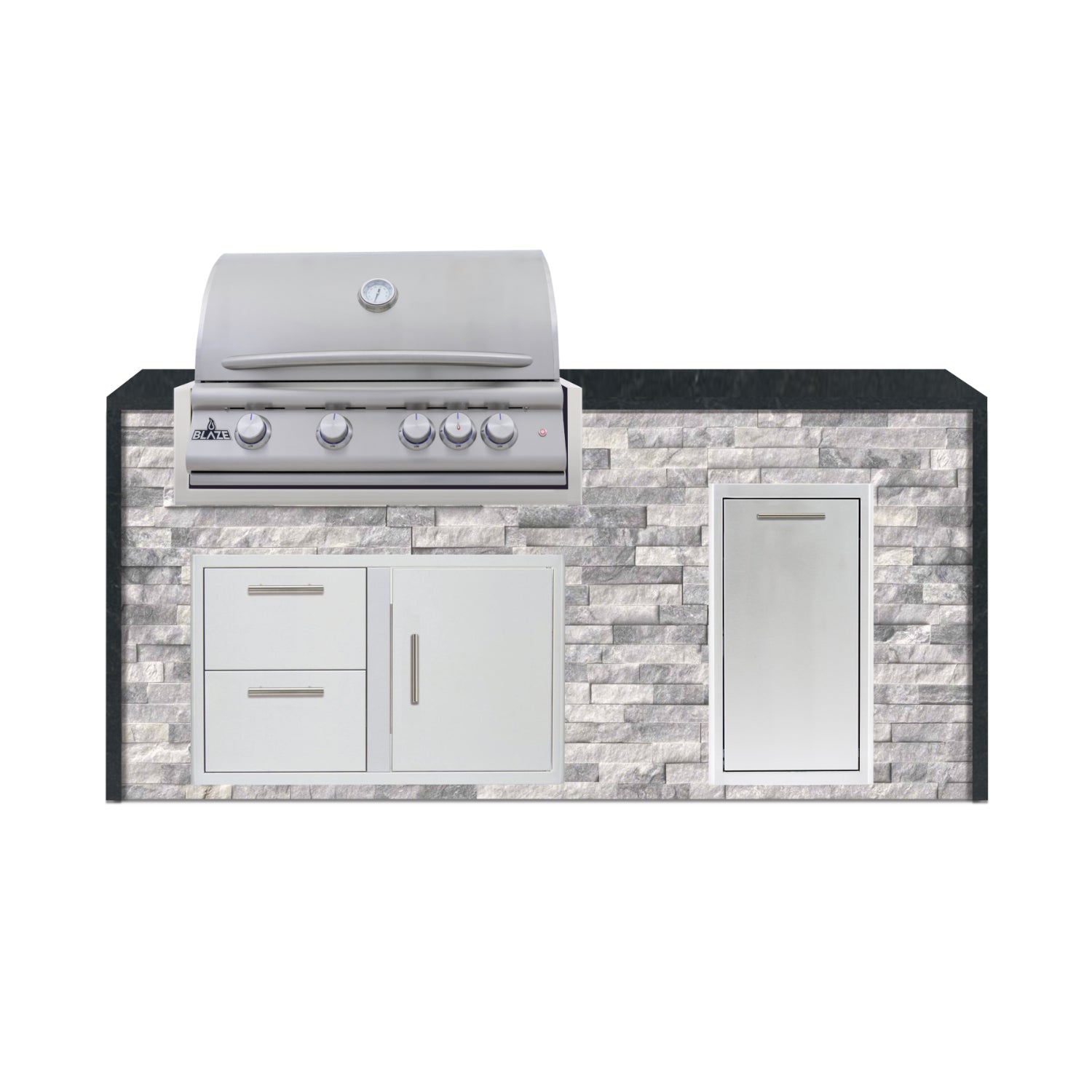 Blaze 72" Luxury Waterfall Finished Outdoor Kitchen PKG 4-ST-BLZ-4L+WF-ST