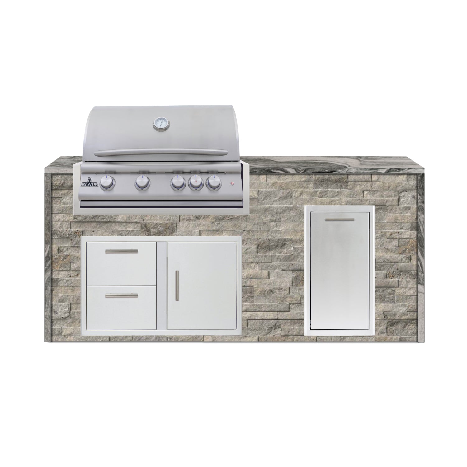 Blaze 72" Luxury Waterfall Finished Outdoor Kitchen PKG 4-ST-BLZ-4L+WF-ST