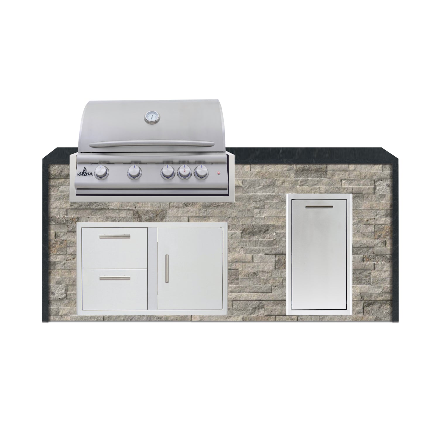 Blaze 72" Luxury Waterfall Finished Outdoor Kitchen PKG 4-ST-BLZ-4L+WF-ST