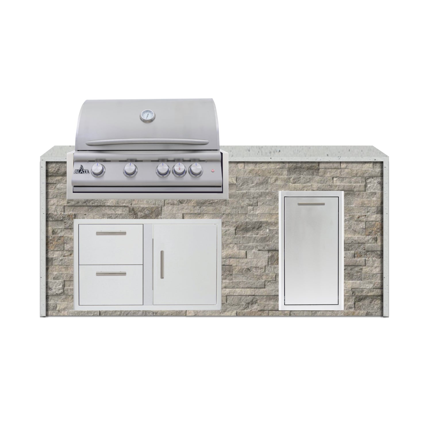 Blaze 72" Luxury Waterfall Finished Outdoor Kitchen PKG 4-ST-BLZ-4L+WF-ST