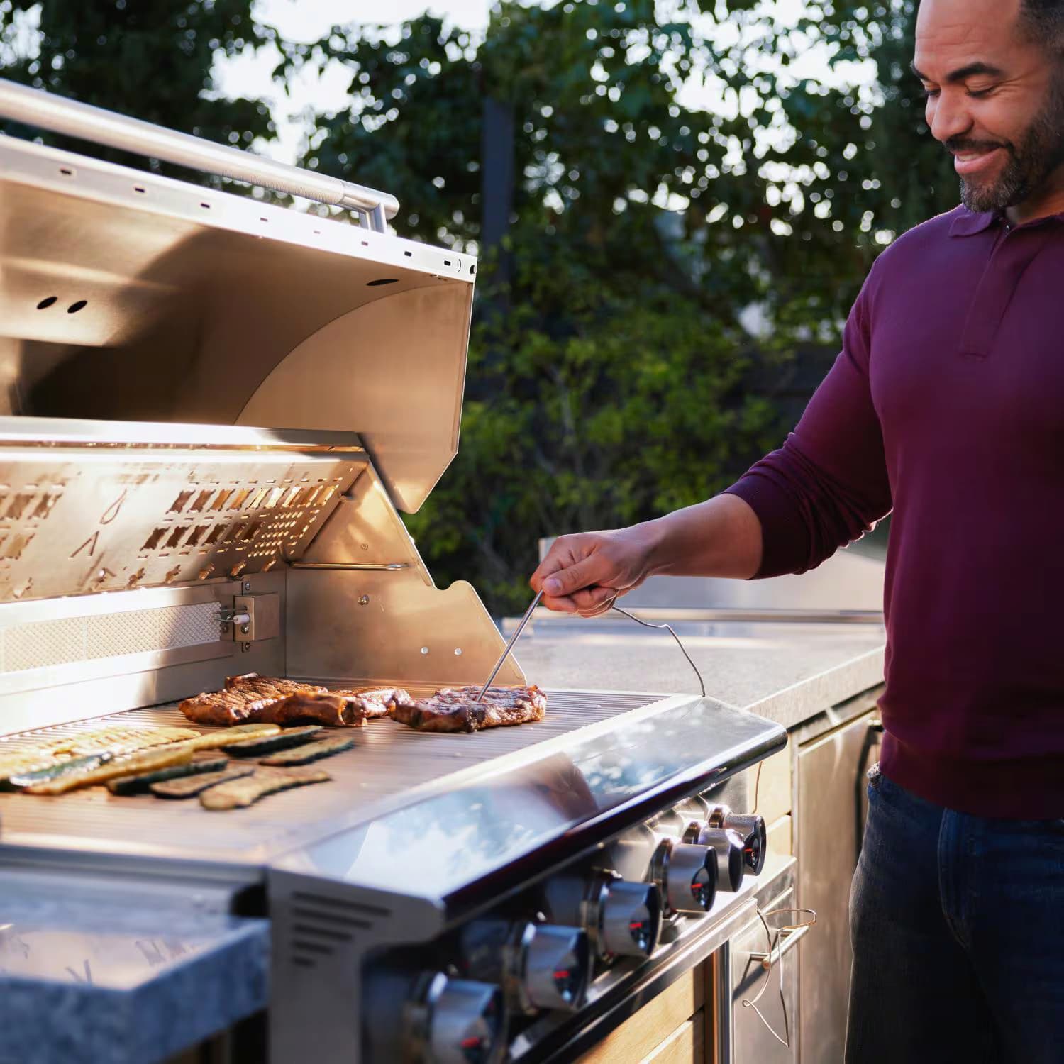 Blaze 40-Inch 5-Burner Built-In Propane Or Natural Gas Grill With Rear Infrared Burner & Grill Lights-BLZ-5LTEPRO