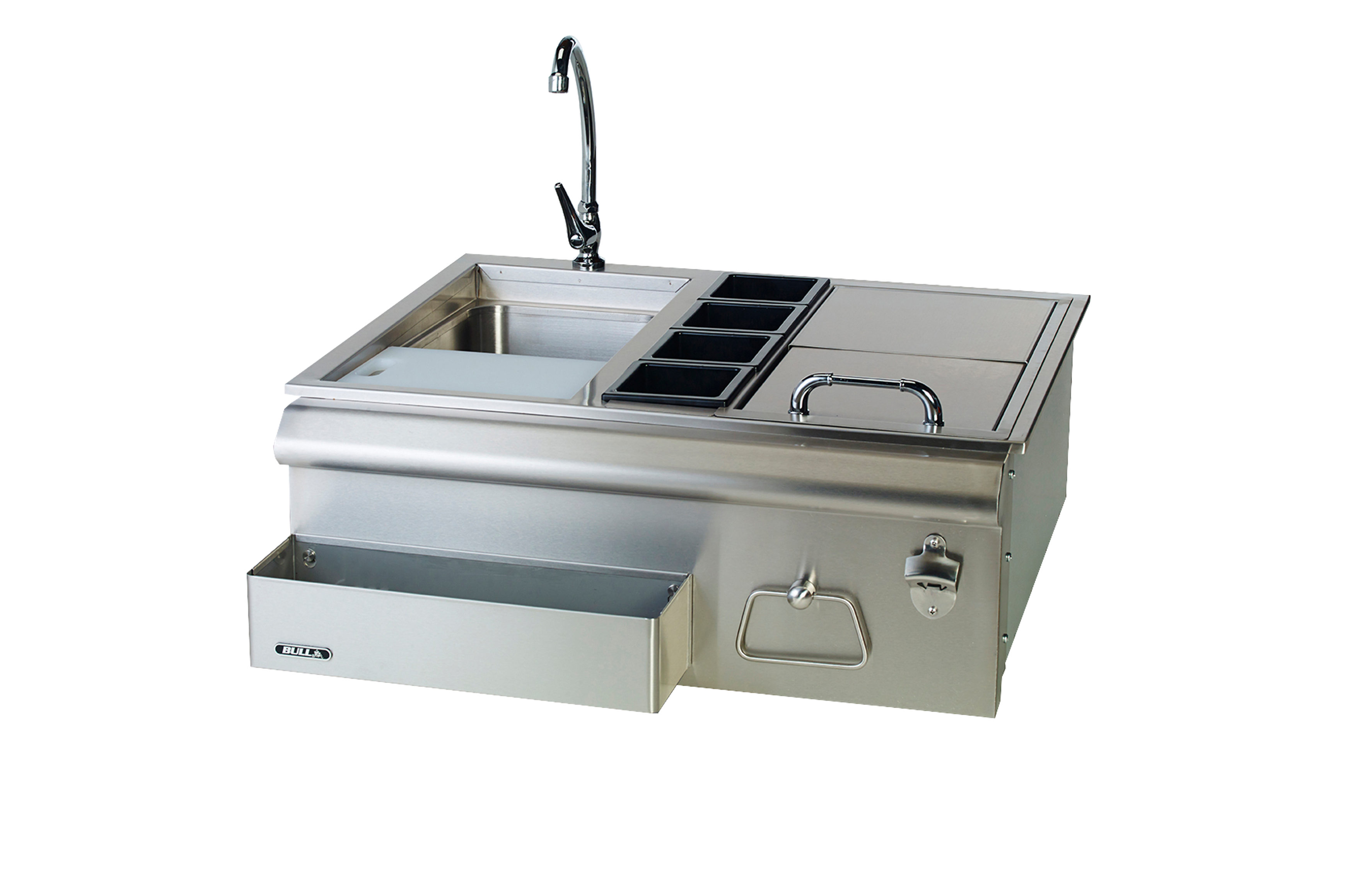 Bull 30-Inch Stainless Steel Slide-In Bar Center W/ Ice Chest & Sink-97623