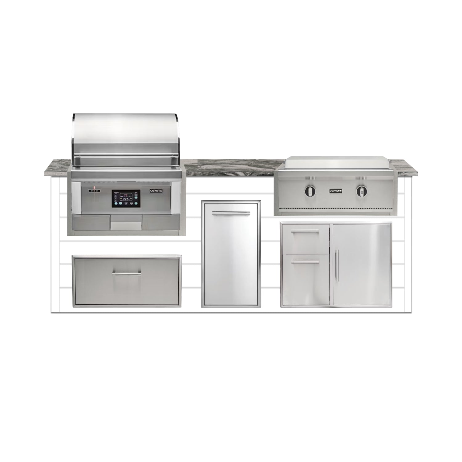 Coyote 96" Luxury Finished Outdoor Kitchen PKG 13P-CPKG13P