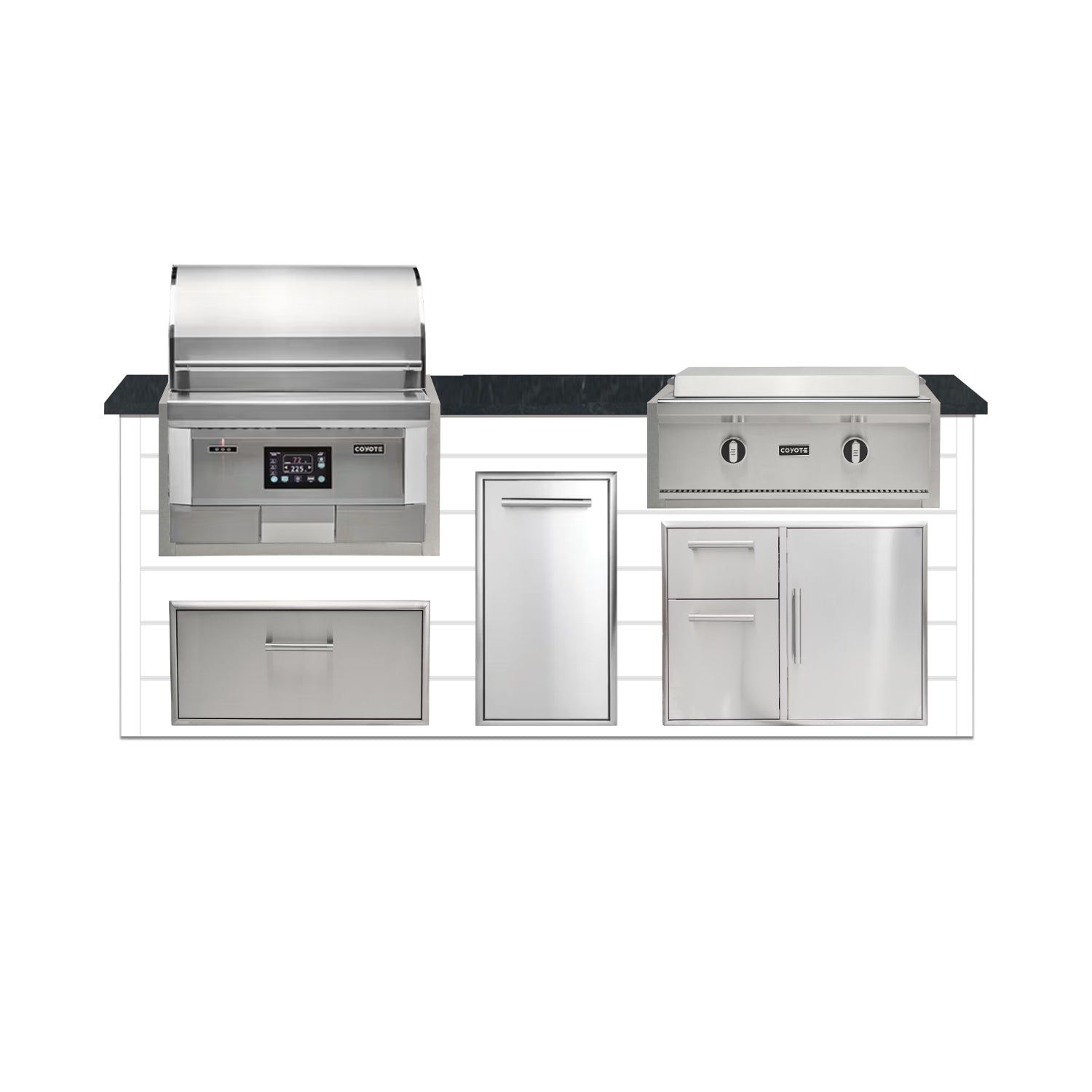 Coyote 96" Luxury Finished Outdoor Kitchen PKG 13P-CPKG13P