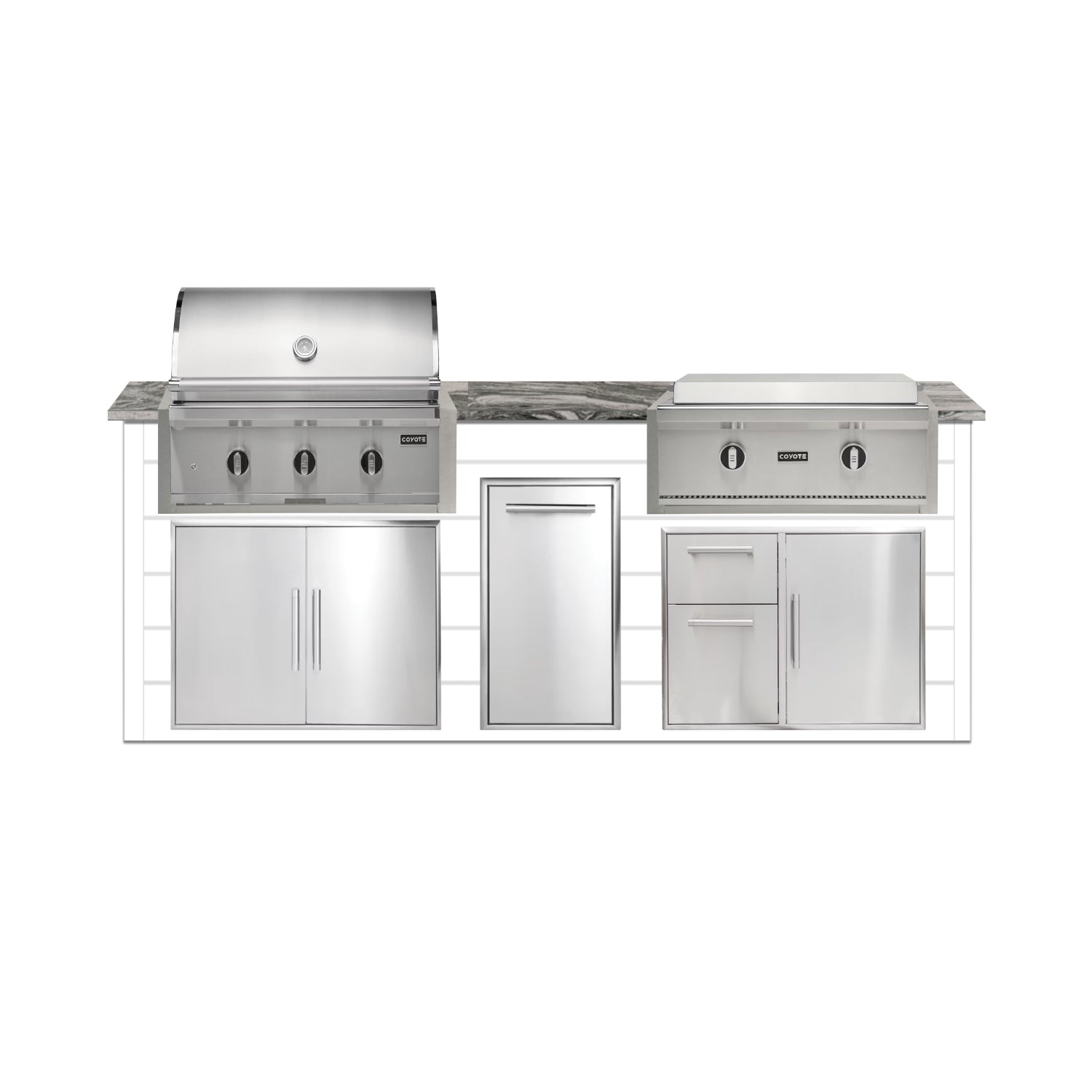 Coyote 96" Luxury Finished Outdoor Kitchen PKG 13G-CPKG13G
