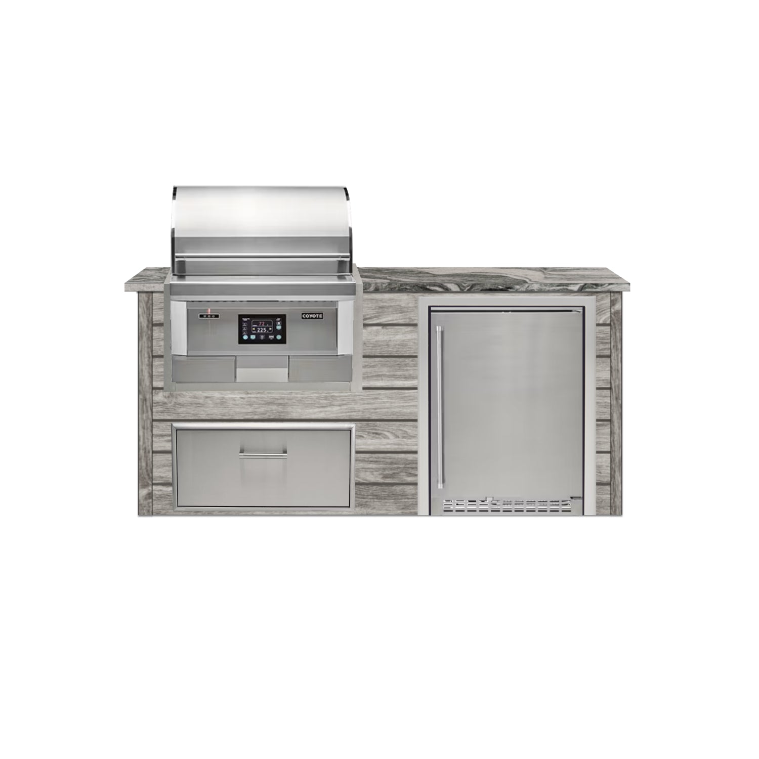 Coyote 72" Luxury Finished Outdoor Kitchen PKG 3P-CPKG3P