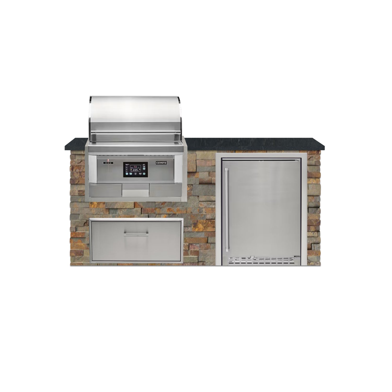 Coyote 72" Luxury Finished Outdoor Kitchen PKG 3P-CPKG3P
