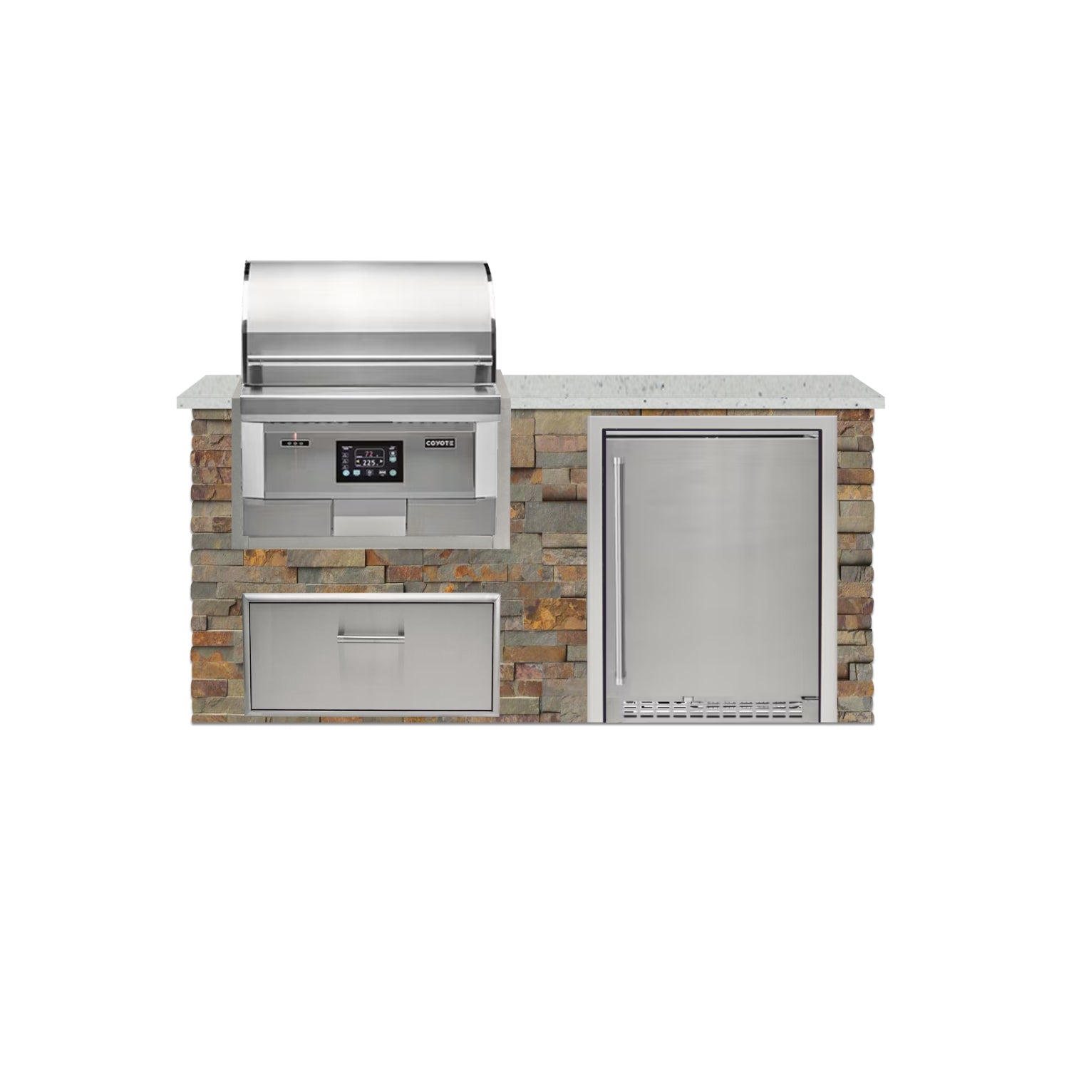Coyote 72" Luxury Finished Outdoor Kitchen PKG 3P-CPKG3P