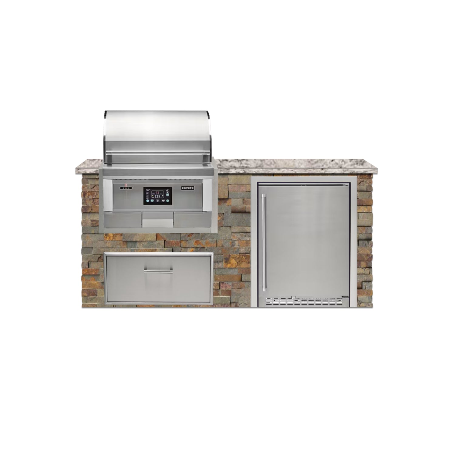Coyote 72" Luxury Finished Outdoor Kitchen PKG 3P-CPKG3P