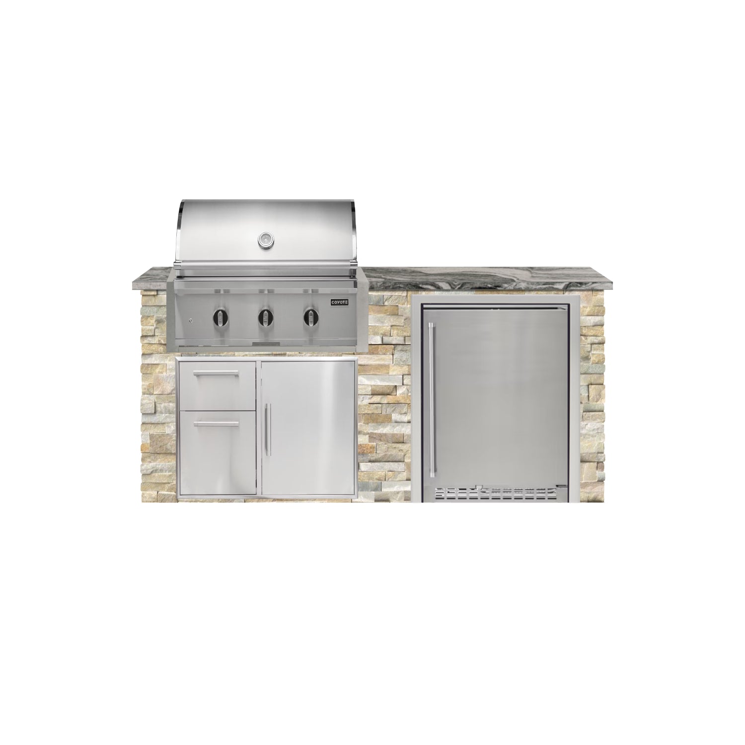 Coyote 72" Luxury Finished Outdoor Kitchen PKG 3G-CPKG3G