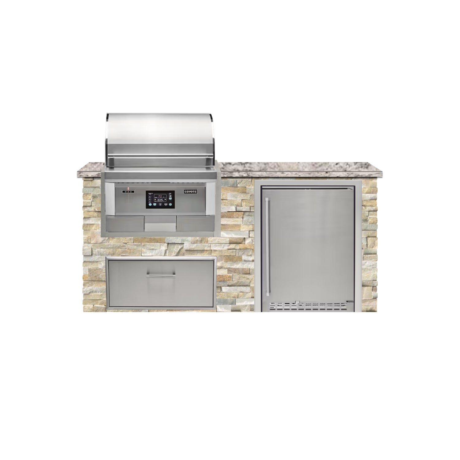 Coyote 72" Luxury Finished Outdoor Kitchen PKG 3P-CPKG3P