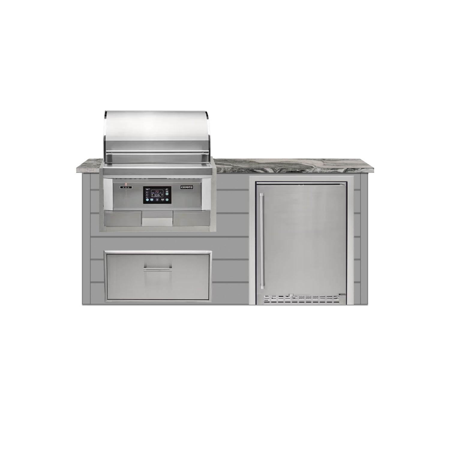 Coyote 72" Luxury Finished Outdoor Kitchen PKG 3P-CPKG3P