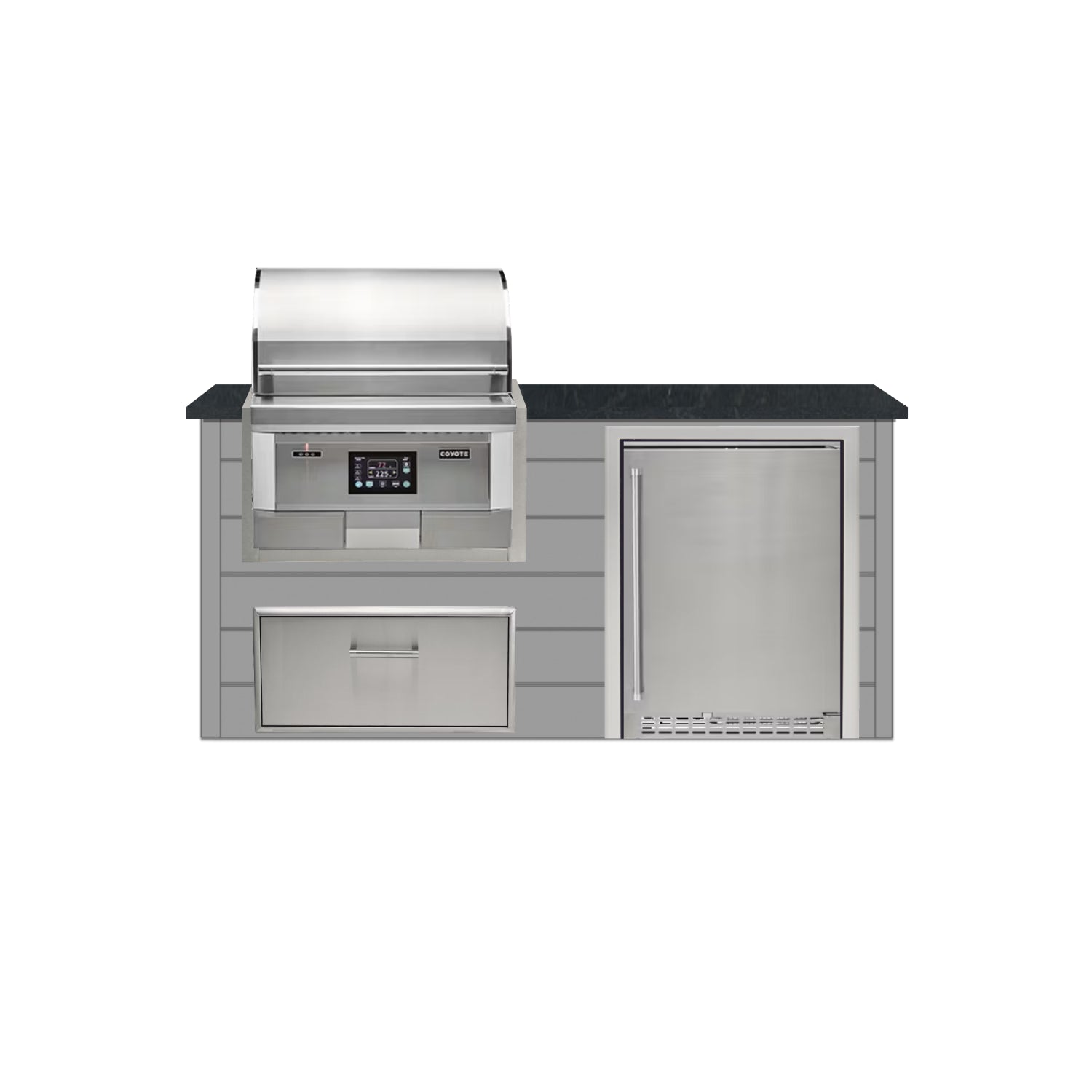 Coyote 72" Luxury Finished Outdoor Kitchen PKG 3P-CPKG3P